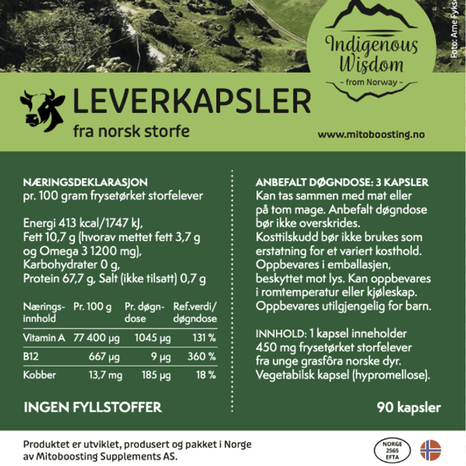 Hovedbilde Leverkapsler av Storfe, 90 kapsler